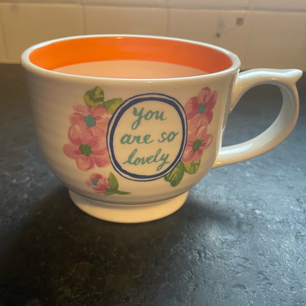 Anthropologie Molly Hatch “you are so lovely “ Mug with orange stripes
